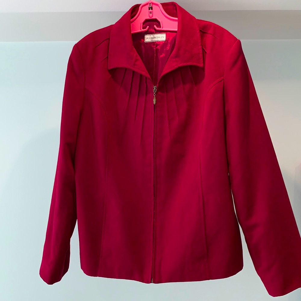 Vintage Allison Daley, burgundy faux suede bomber jacket
